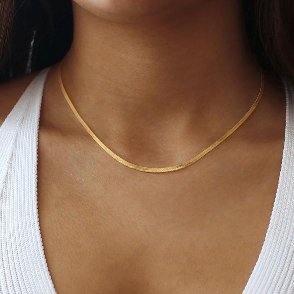 ⭐️FINAL PRICE #39 Stainless Steel 3mm Gold Herringbone choker Necklace